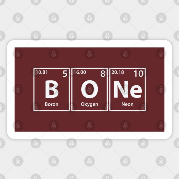 Bone (B-O-Ne) Periodic Elements Spelling Sticker by cerebrands